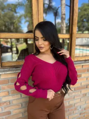 blusa tricot com corrente 10165