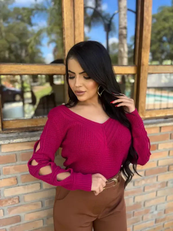 blusa tricot com corrente 10165
